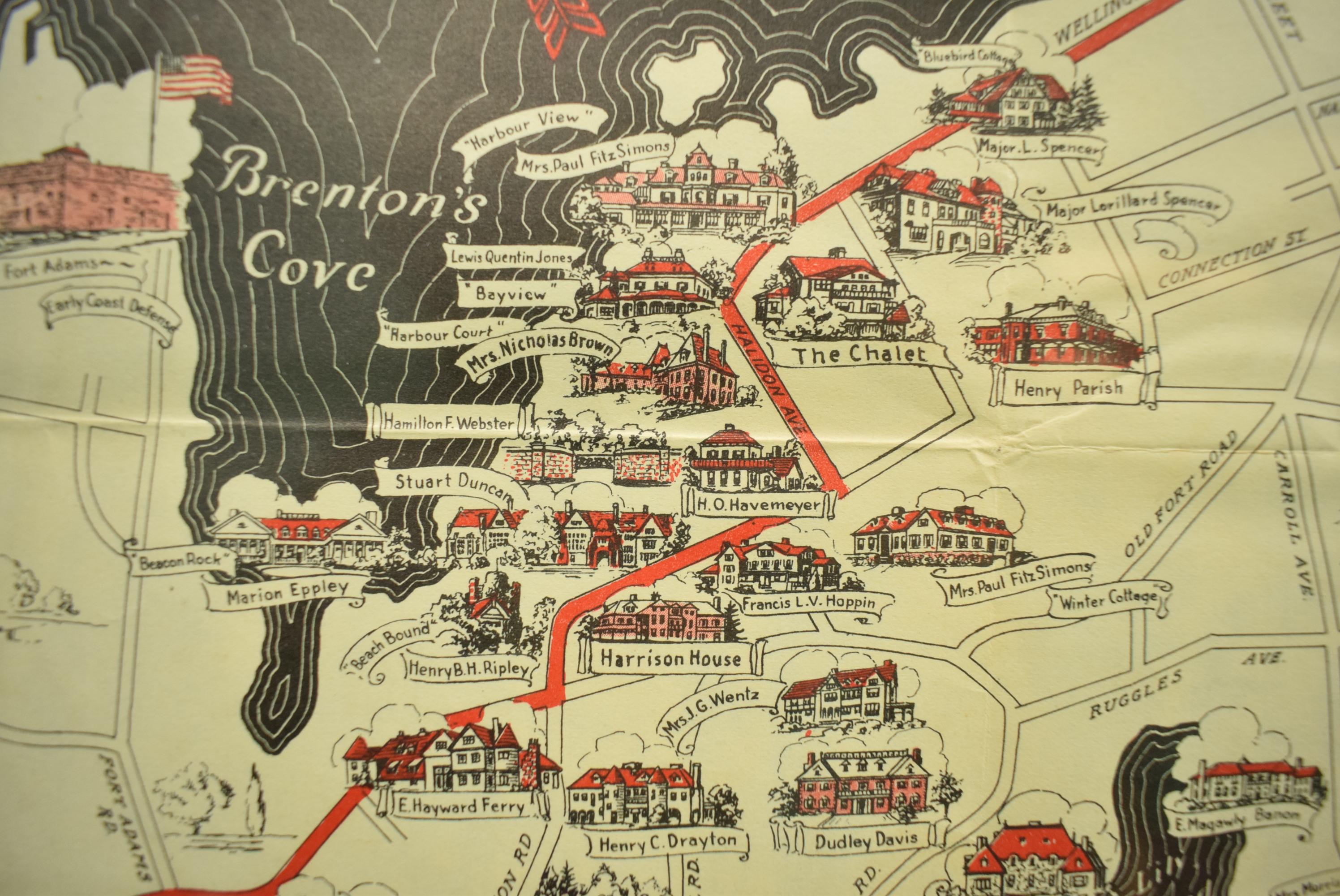 Map „Newport's Famous Ten Mile Drive“ von 1939 im Angebot 1