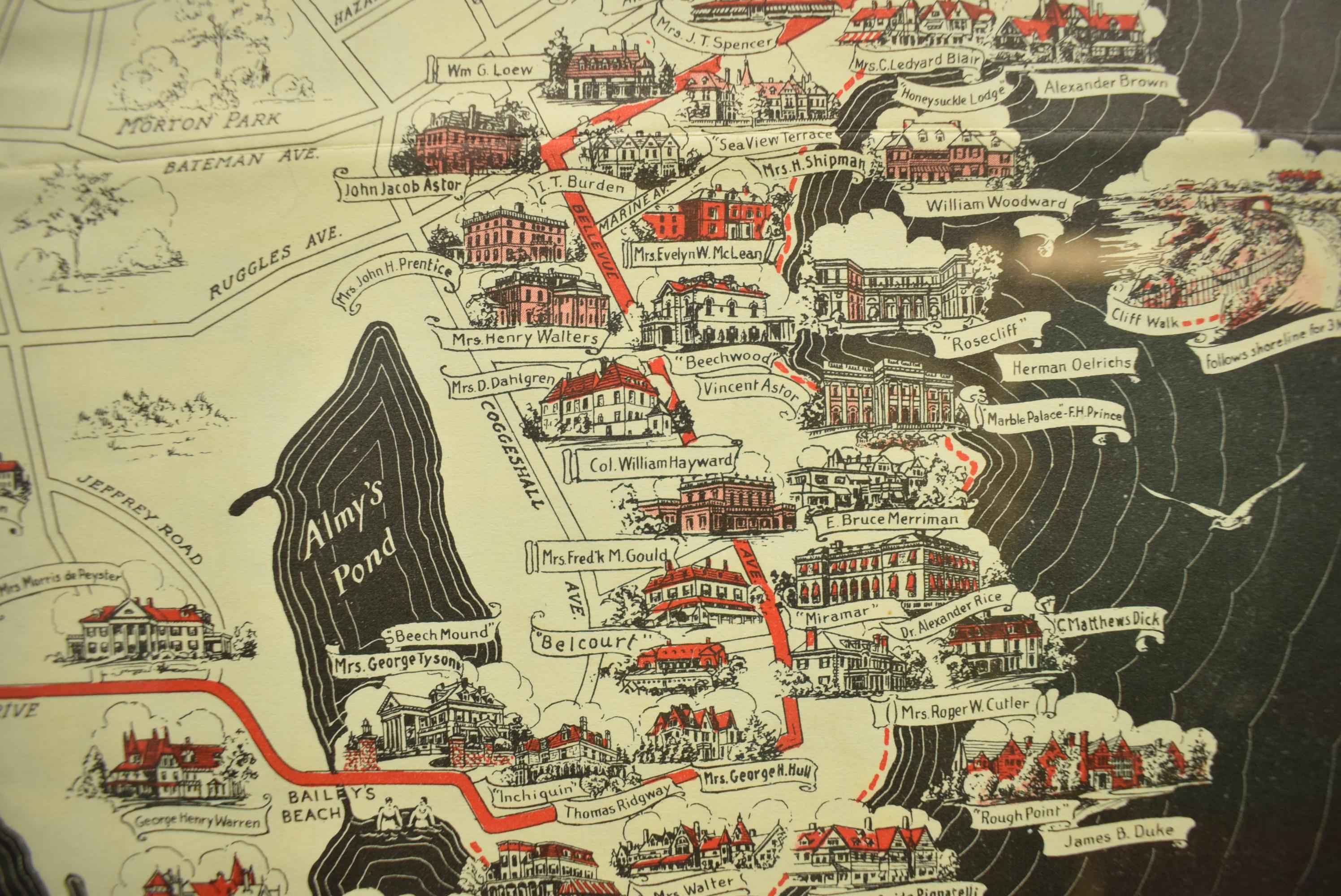 Map „Newport's Famous Ten Mile Drive“ von 1939 im Angebot 2