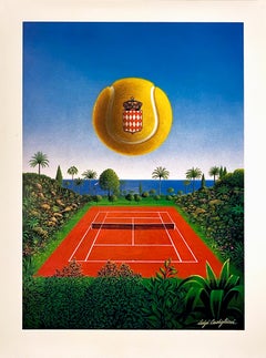 Tennis - Palla sul campo Stampa originale d'epoca di Luigi Castiglioni c1983