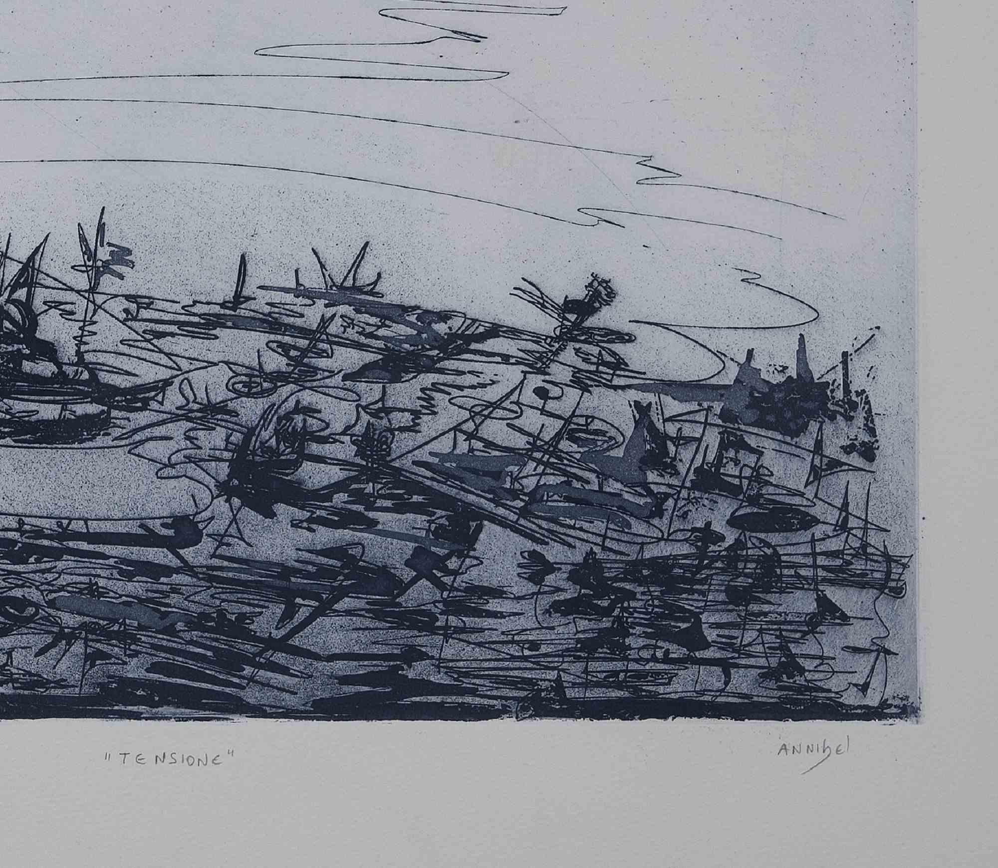 Spannung  - Original-Radierung  - Ende des 20. Jahrhunderts – Print von Unknown