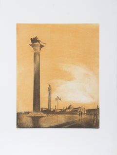 Terraza, aguafuerte surrealista de Hank Laventhol