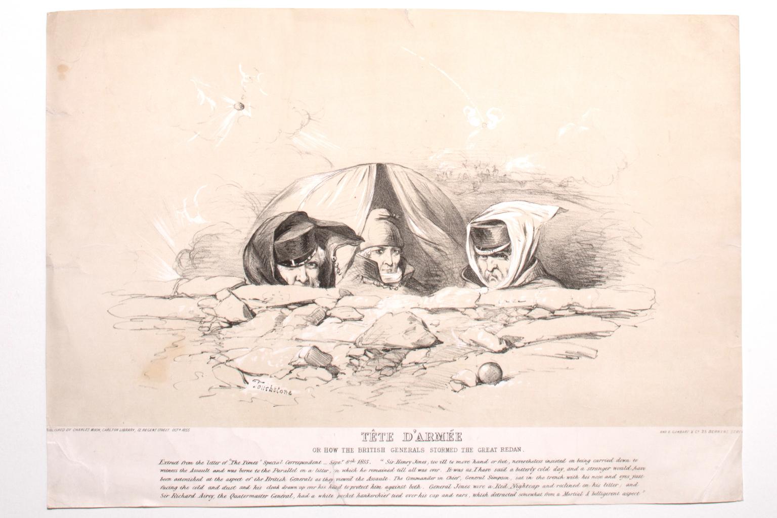 Figurative Print Unknown - Tte d'Arme - Lithographie originale d'après Touchstone - 1855