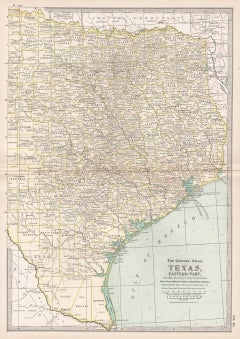 Texas, Eastern Part. USA. Century Atlas state antique vintage map