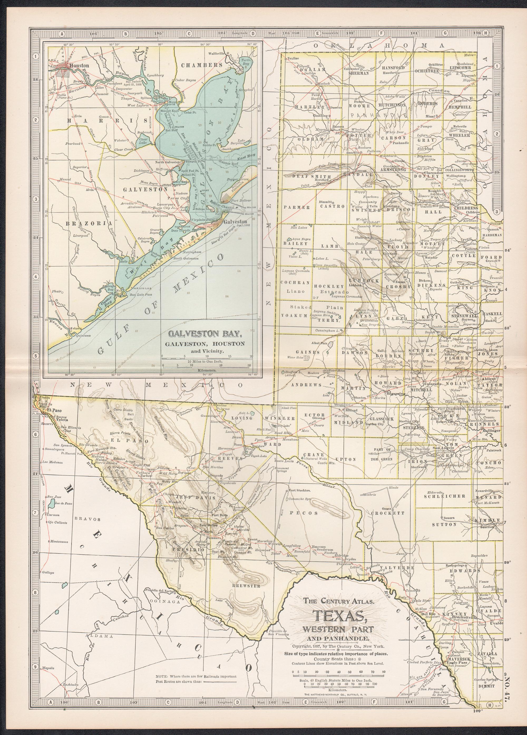 Texas, Western Part. USA. Century Atlas state antique vintage map - Print by Unknown