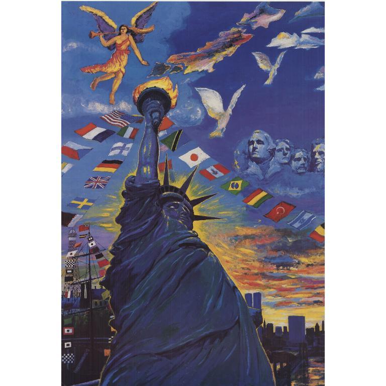 T.F. Chen 'Salute alla libertà' 1986- Litografia offset - Print Contemporaneo di Unknown