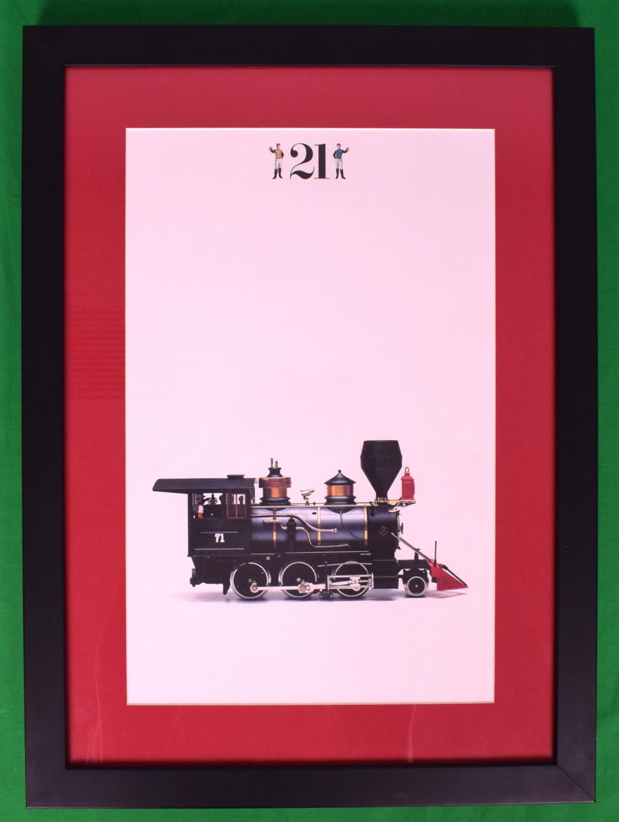 The "21 Club Framed Menu