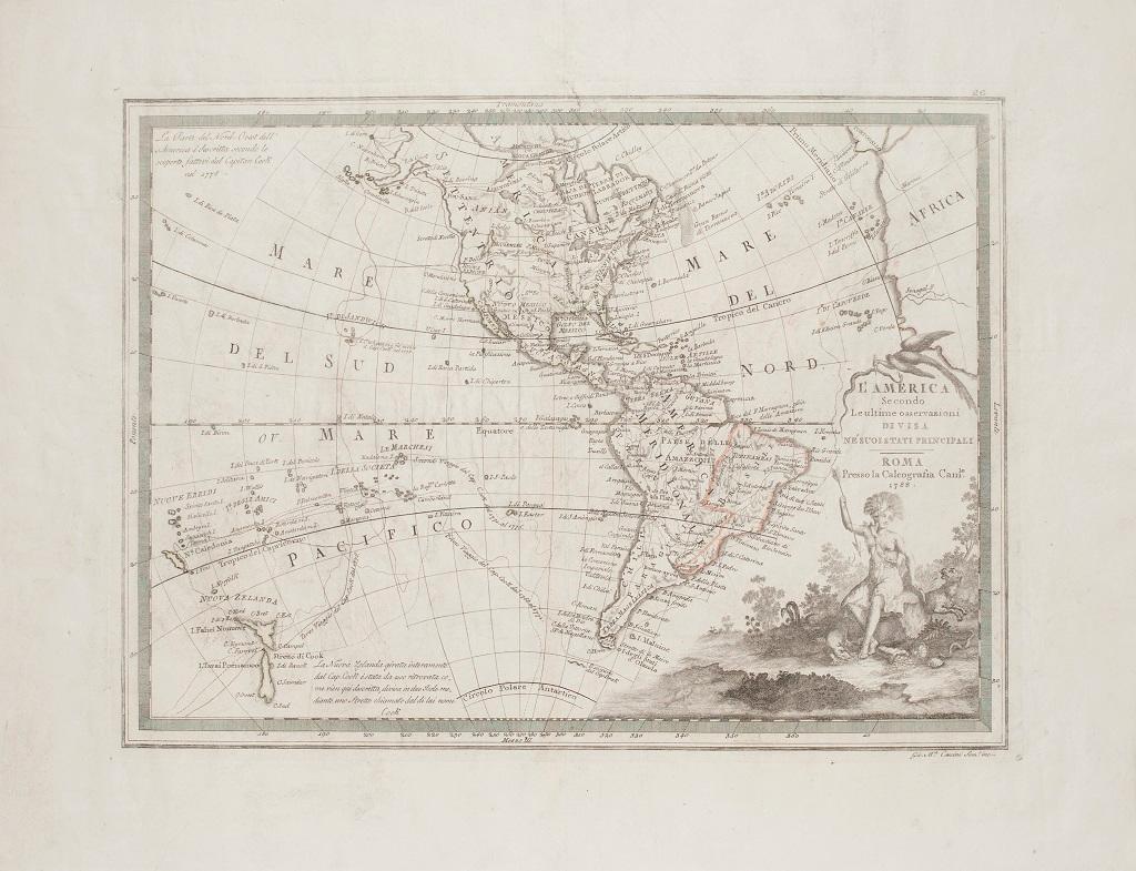 Figurative Print Unknown - Carte des Amériques - Carte vintage - XVIIIe siècle