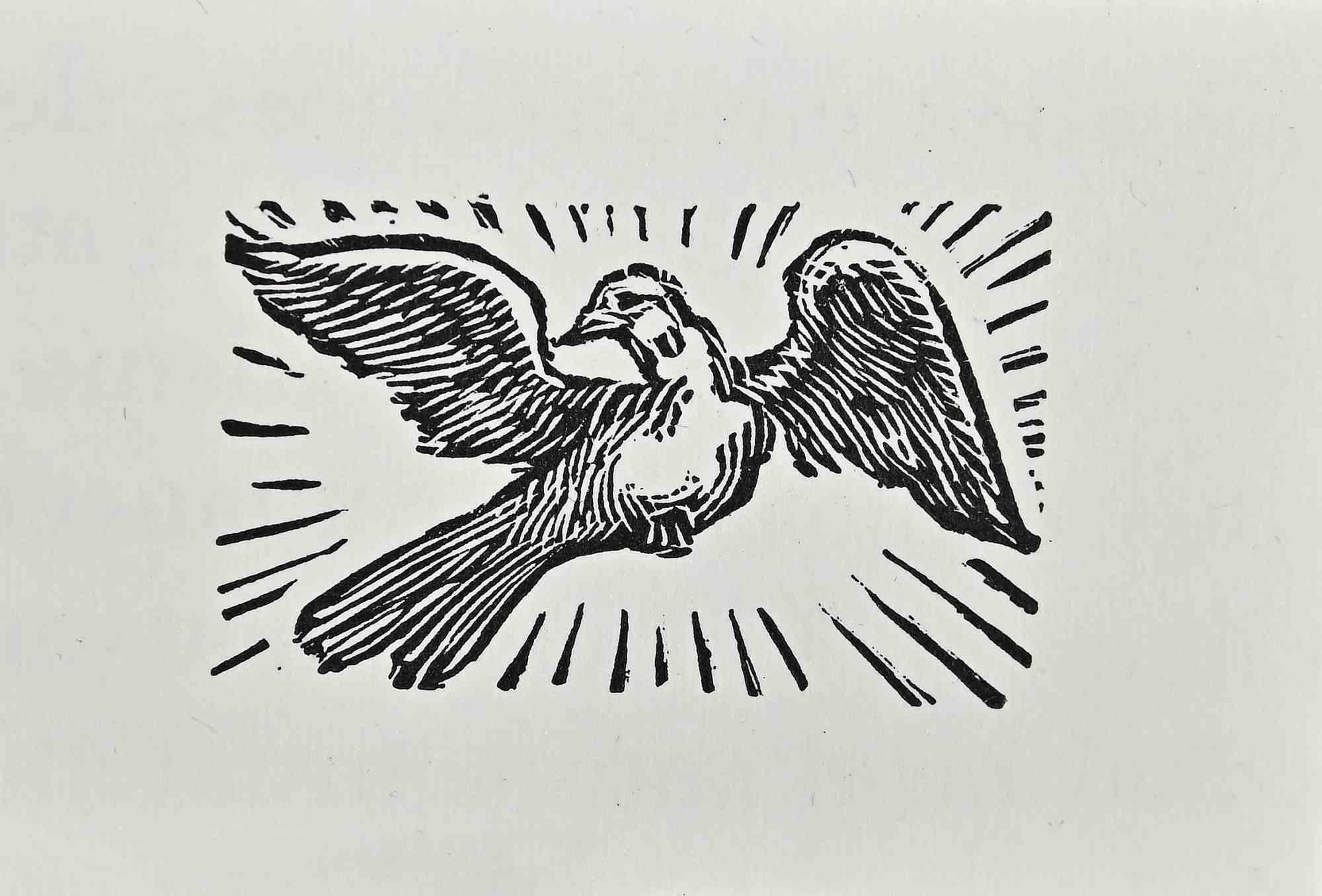 Unknown Figurative Print - The Bird  -  Woodcut print - early 20th century