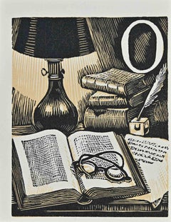 The Book - Woodcut - Early 20th Century