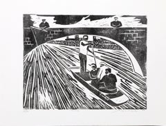 El puente, linograbado moderno de Biagio Civale