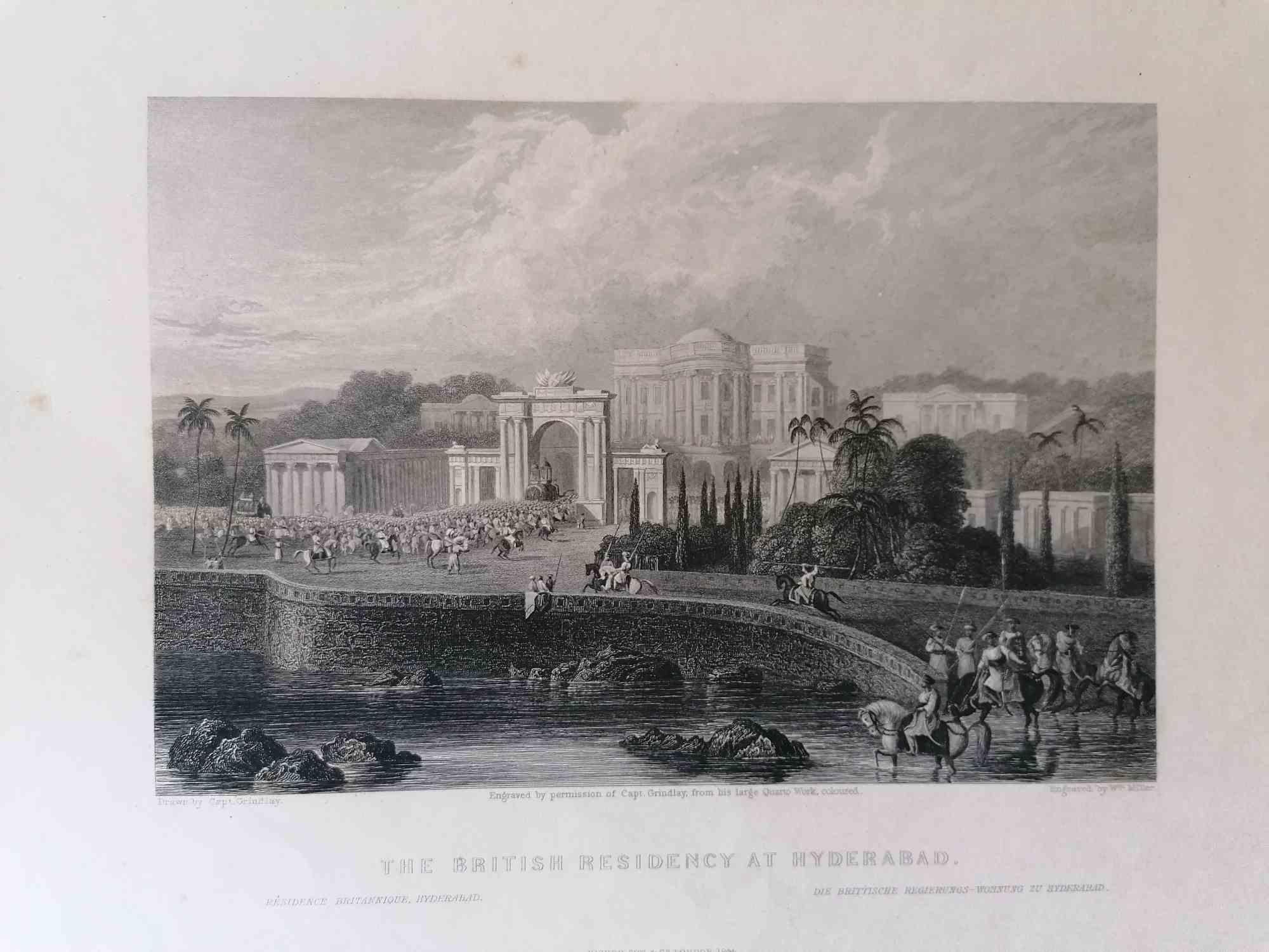 Unknown Landscape Print - The British Residency at Hyderabad - Original Lithograph- Mid 19th century  