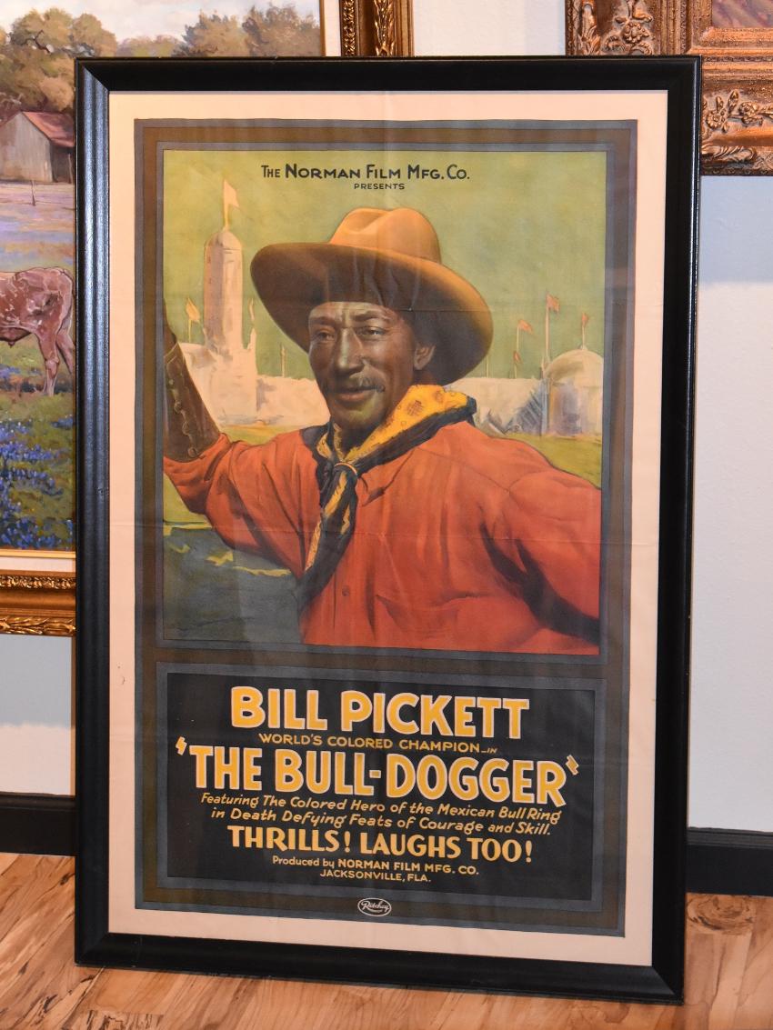 Unknown Figurative Print - "The Bull Dogger"  Texas Rodeo Movie Poster of Bill Pickett Famous Black Cowboy