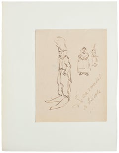 The Caricature - Original China Ink Drawing - 1950s