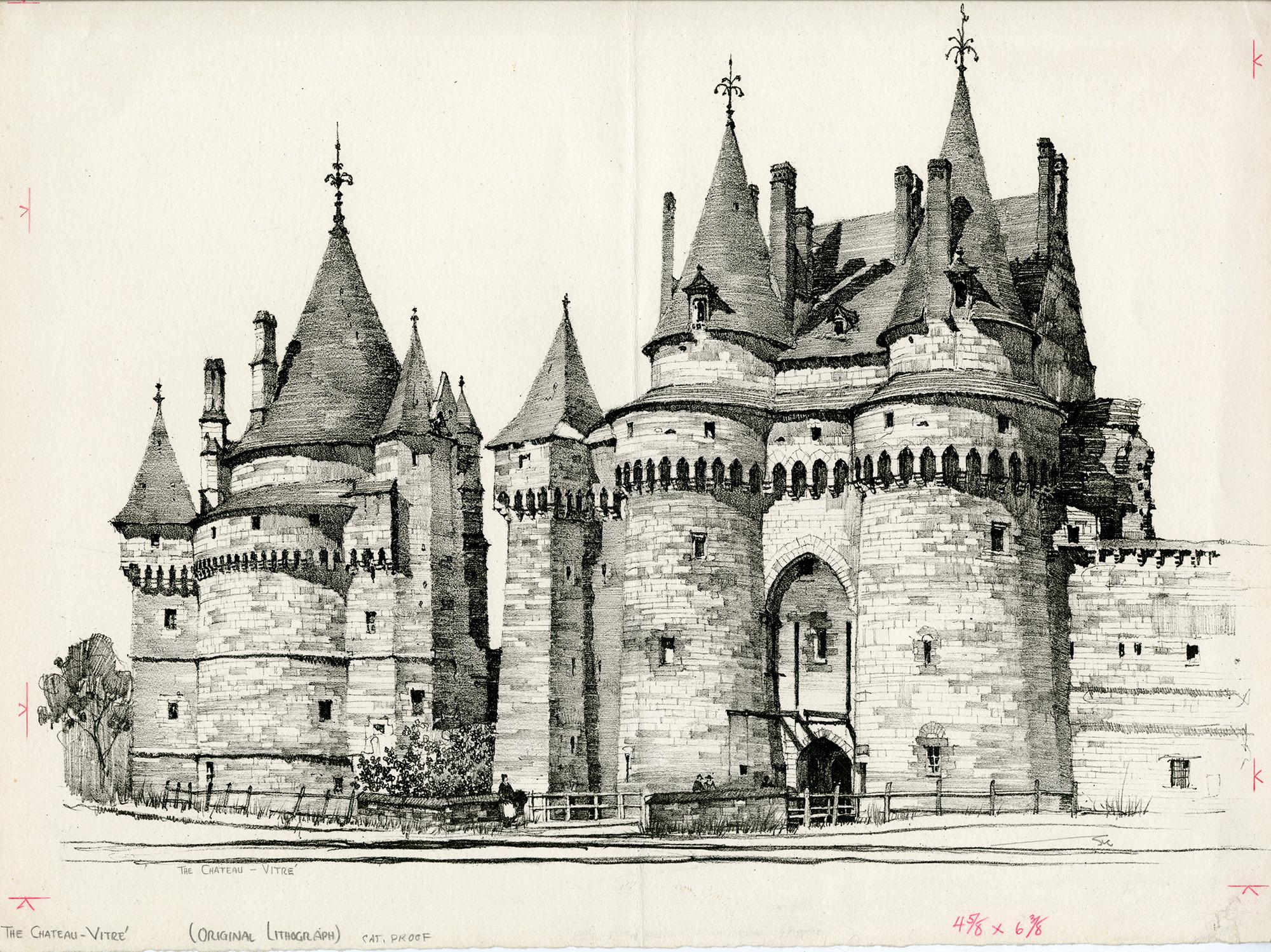 Landscape Print Unknown - The Château-Vitré, École française, 20e siècle