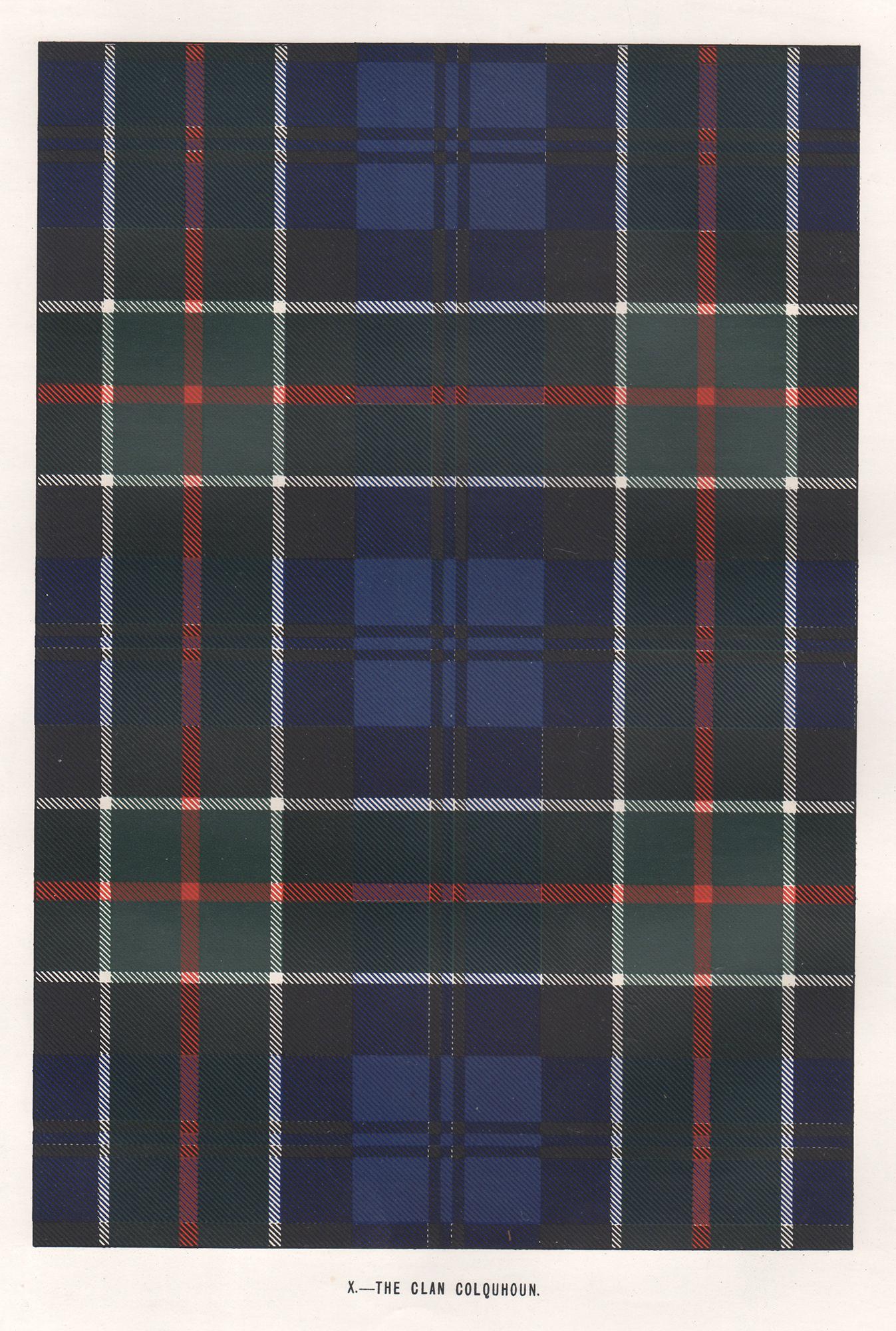 Unknown Abstract Print - The Clan Colquhoun (Tartan), Scottish Scotland art design lithograph print