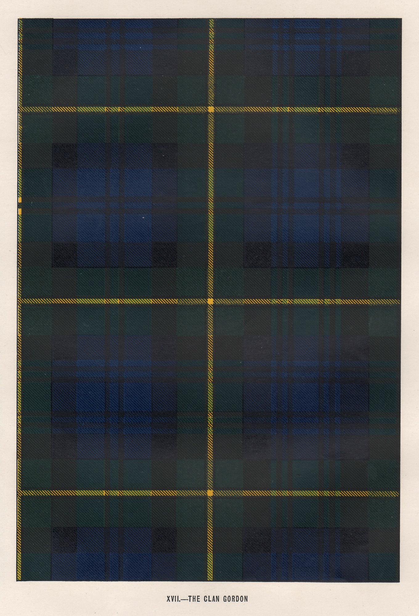 Unknown Abstract Print - The Clan Gordon (Tartan), Scottish Scotland art design lithograph print