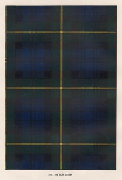 Antique The Clan Gordon (Tartan), Scottish Scotland art design lithograph print