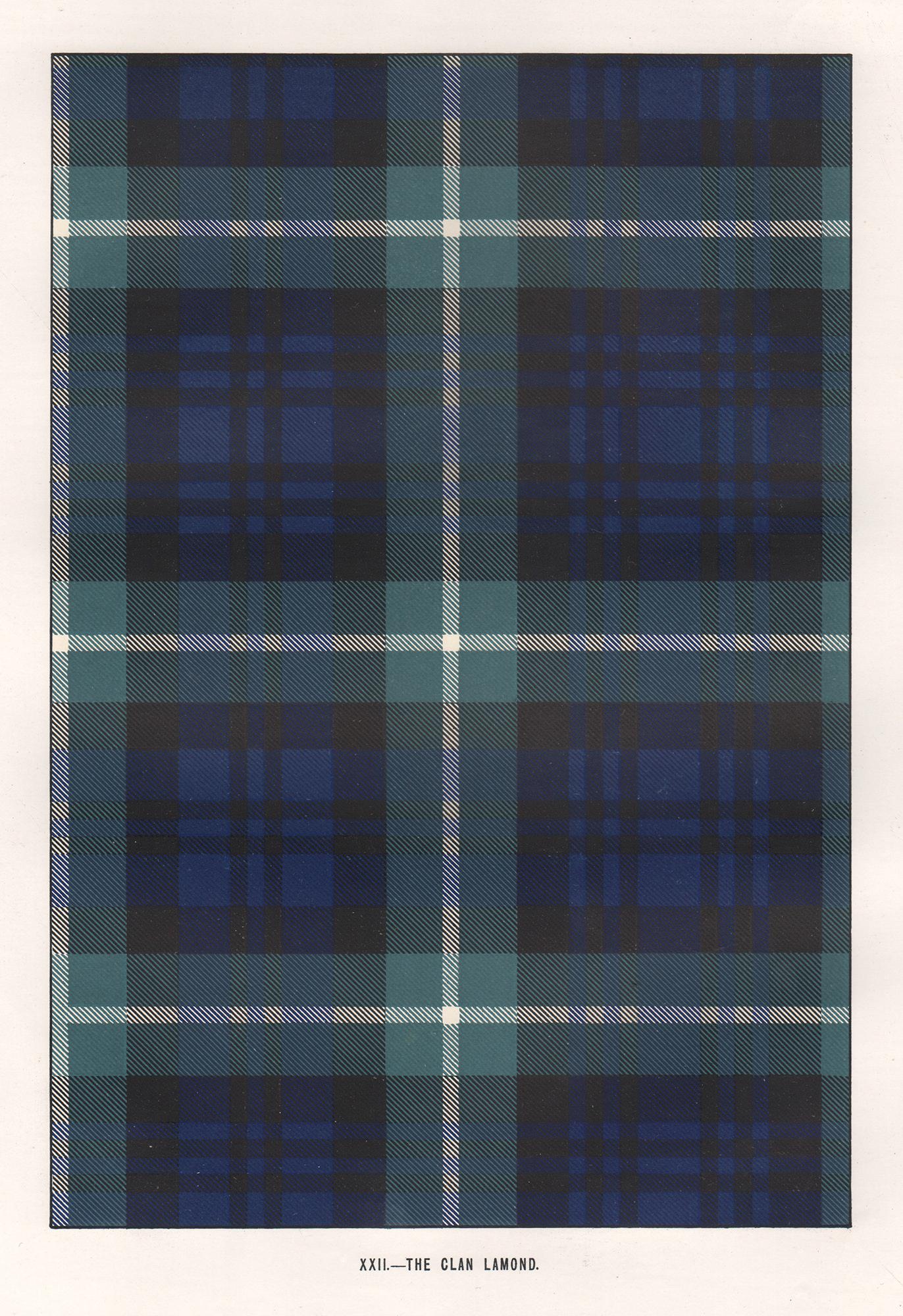 Unknown Abstract Print - The Clan Lamond, Tartan, Scottish Scotland art design lithograph print