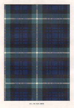 Antique The Clan Lamond, Tartan, Scottish Scotland art design lithograph print