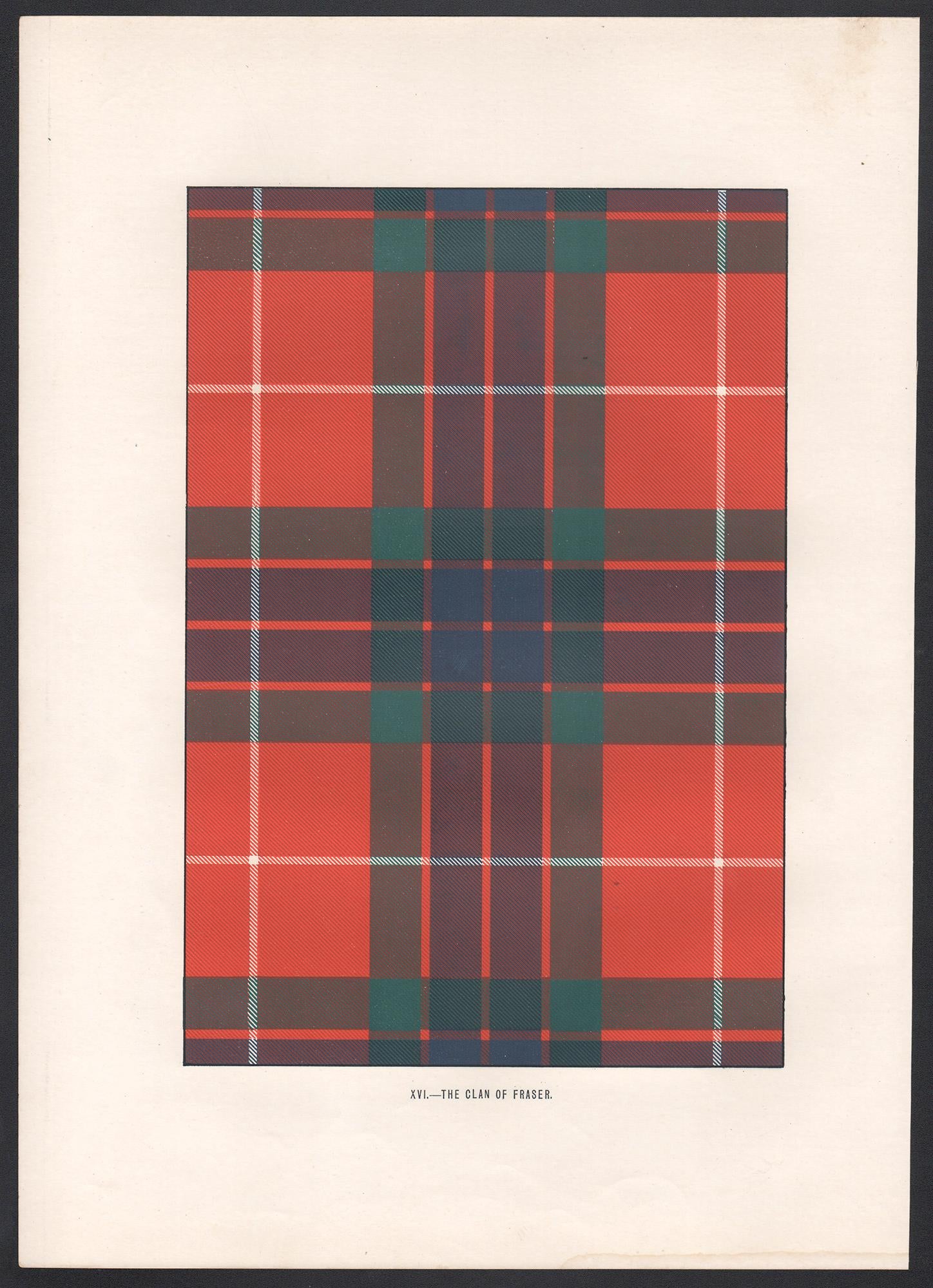 The Clan of Fraser (Tartan), Scottish Scotland art design lithograph print - Print by Unknown