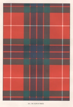 The Clan of Fraser (Tartan), Scottish Scotland art design lithograph print