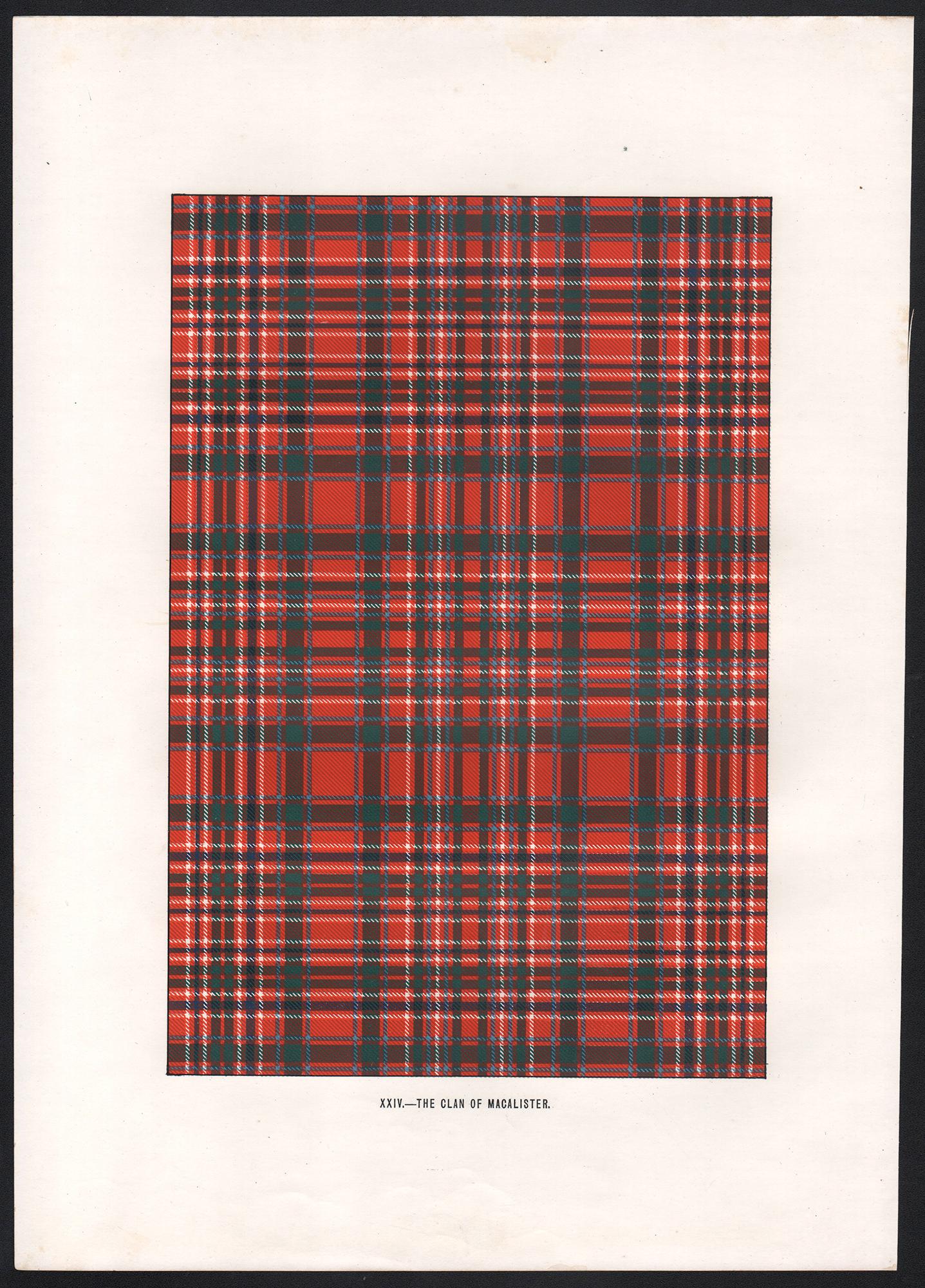 The Clan of Macalister (Tartan), Scottish Scotland art design lithograph print - Print by Unknown