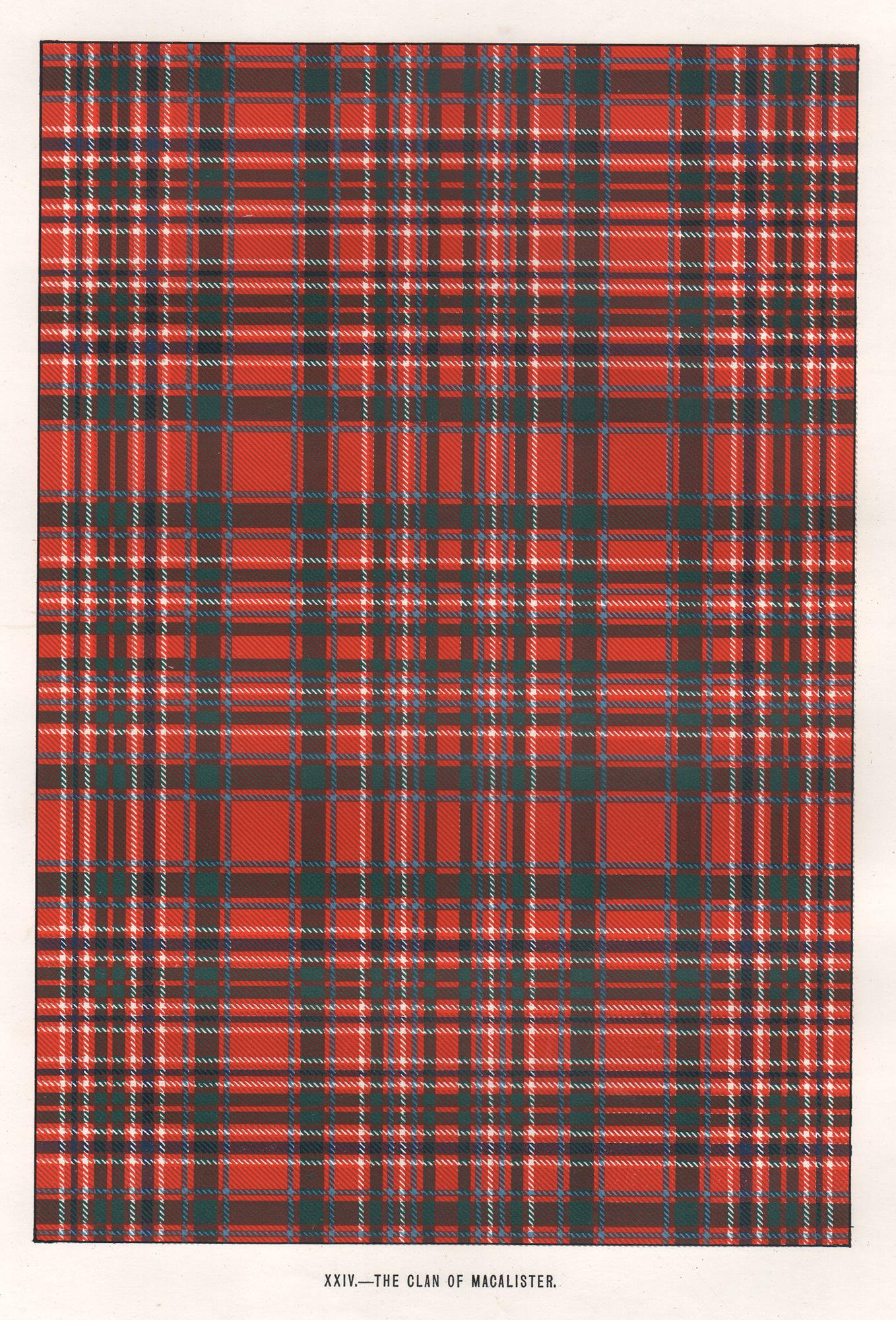 Interior Print Unknown - Lithographie du clan de Macalister (tartan), Écosse écossaise de conception artistique