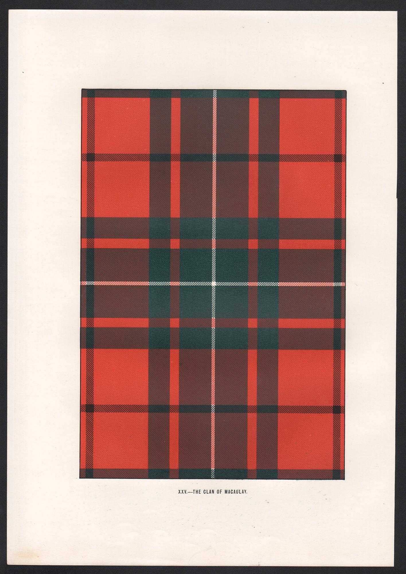 The Clan of Macauley (Tartan), Scottish Scotland art design lithograph print - Print by Unknown