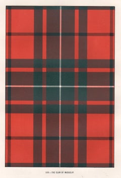 Antique The Clan of Macauley (Tartan), Scottish Scotland art design lithograph print