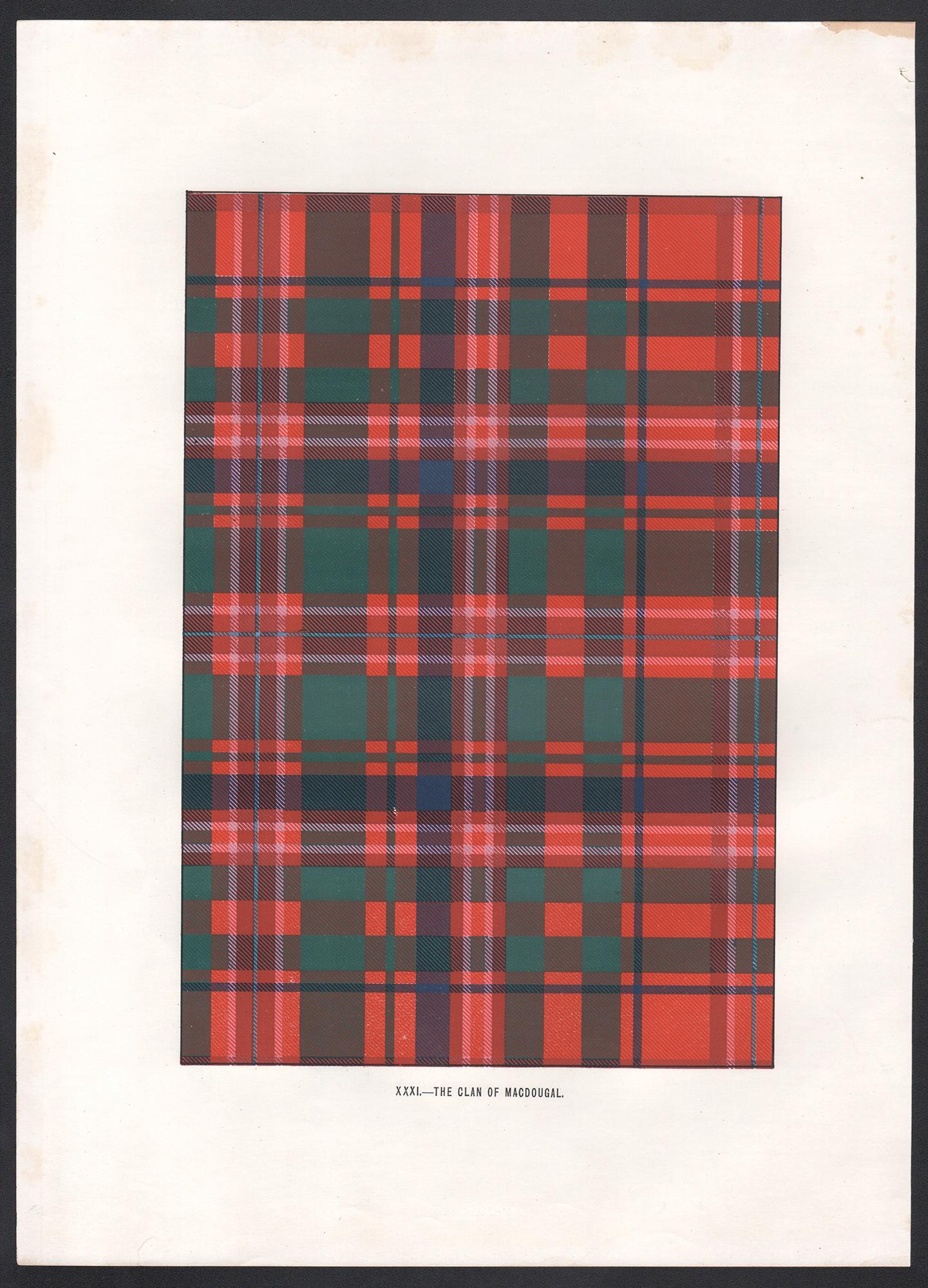 The Clan of MacDougal, Tartan, Scottish Scotland art design lithograph print - Print by Unknown