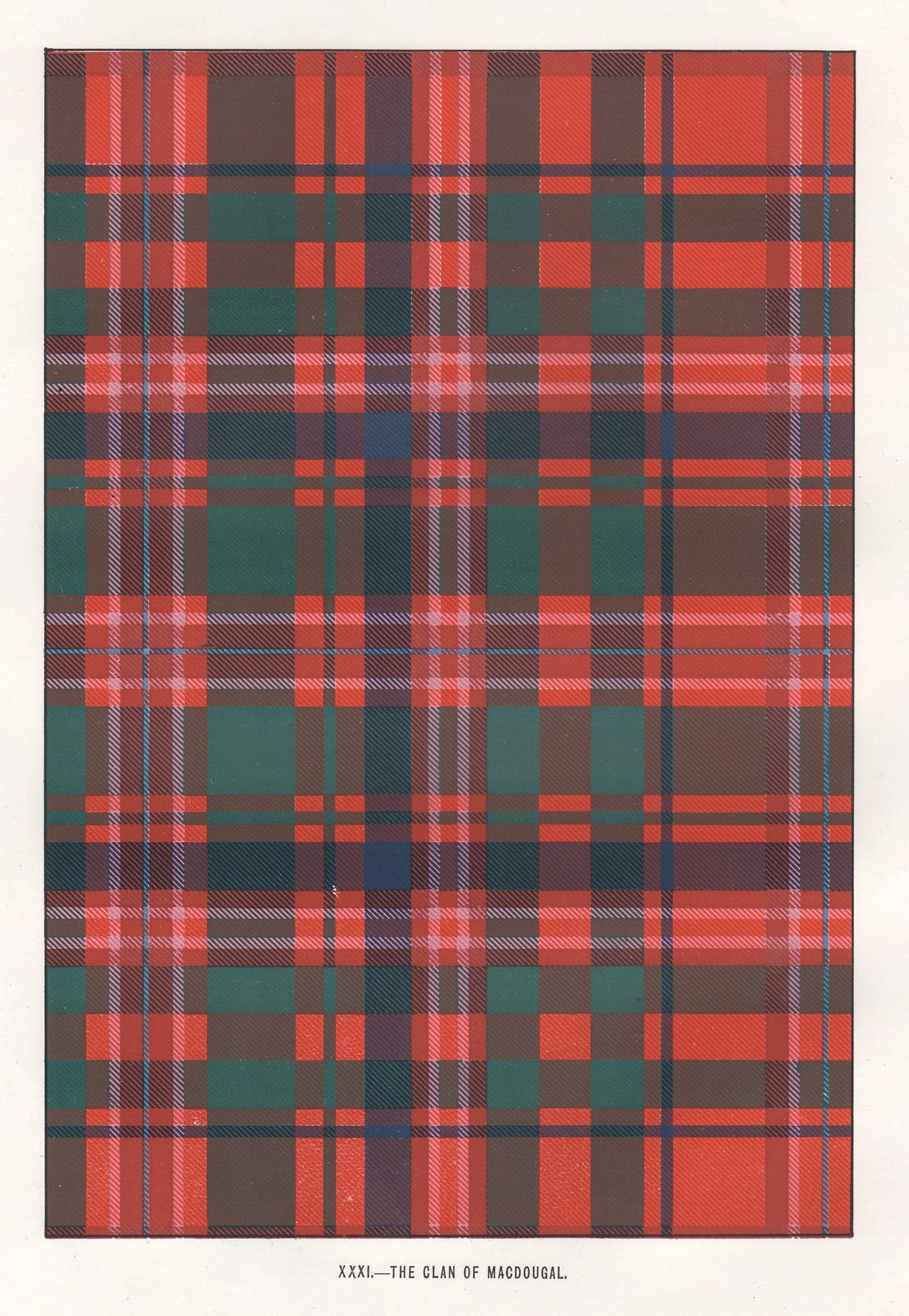 Interior Print Unknown - Lithographie du clan de MacDougal, Tartan, Écosse écossaise