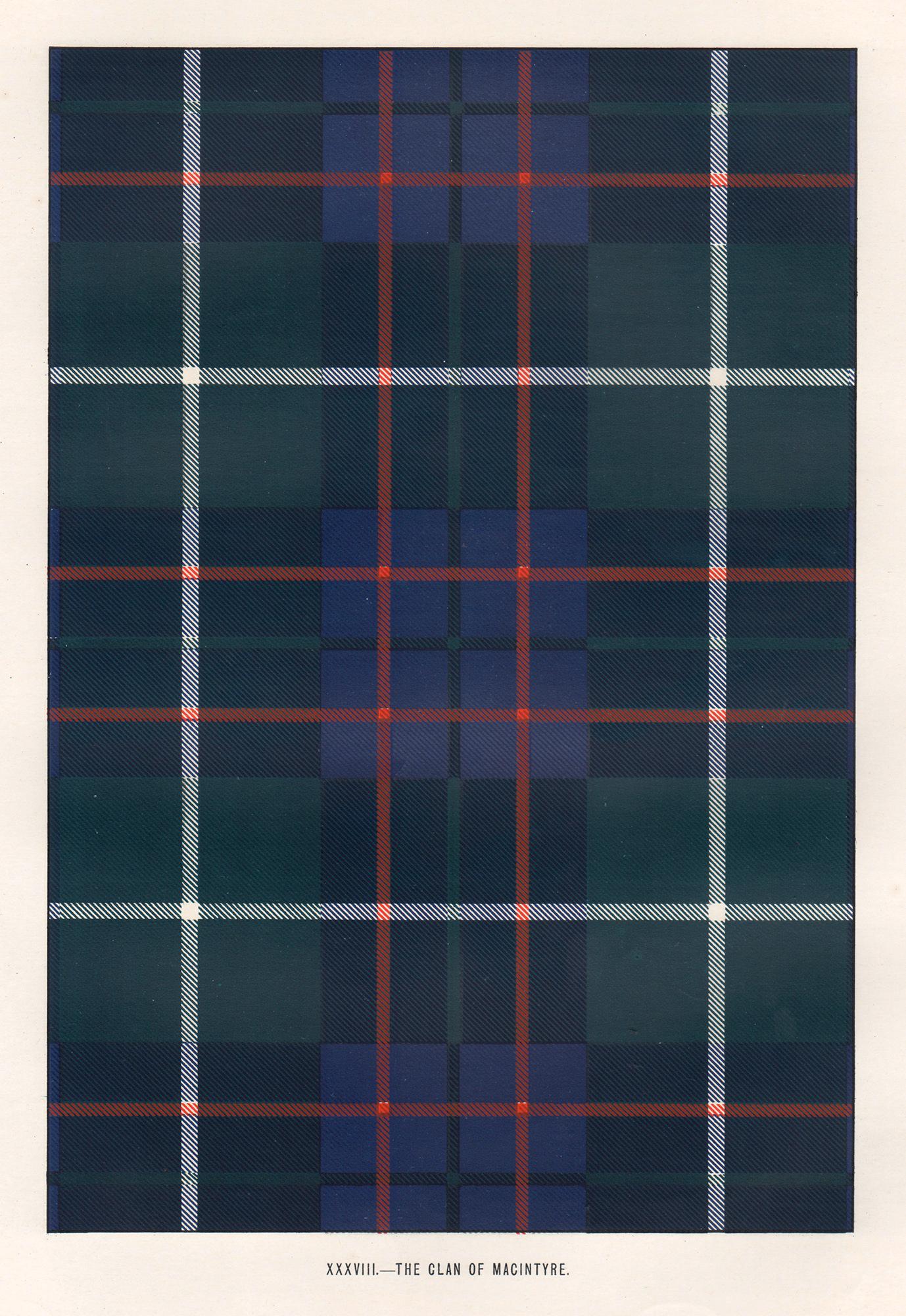 Unknown Abstract Print - The Clan of MacIntyre, Tartan, Scottish Scotland art design lithograph print