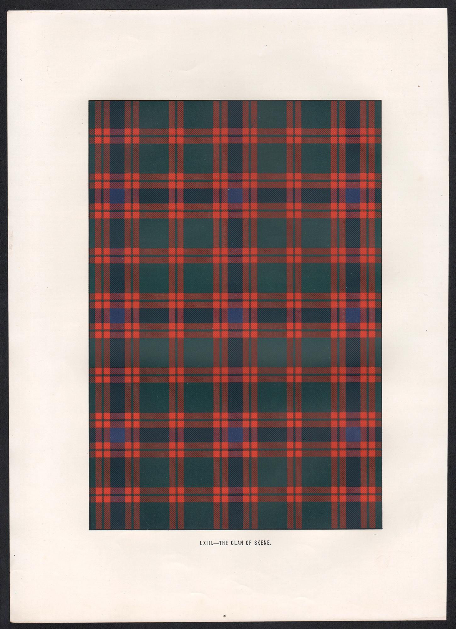 The Clan of Skene (Tartan), Scottish Scotland art design lithograph print - Print by Unknown