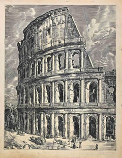 Le Colosseum - Gravure originale - Début du 20ème siècle