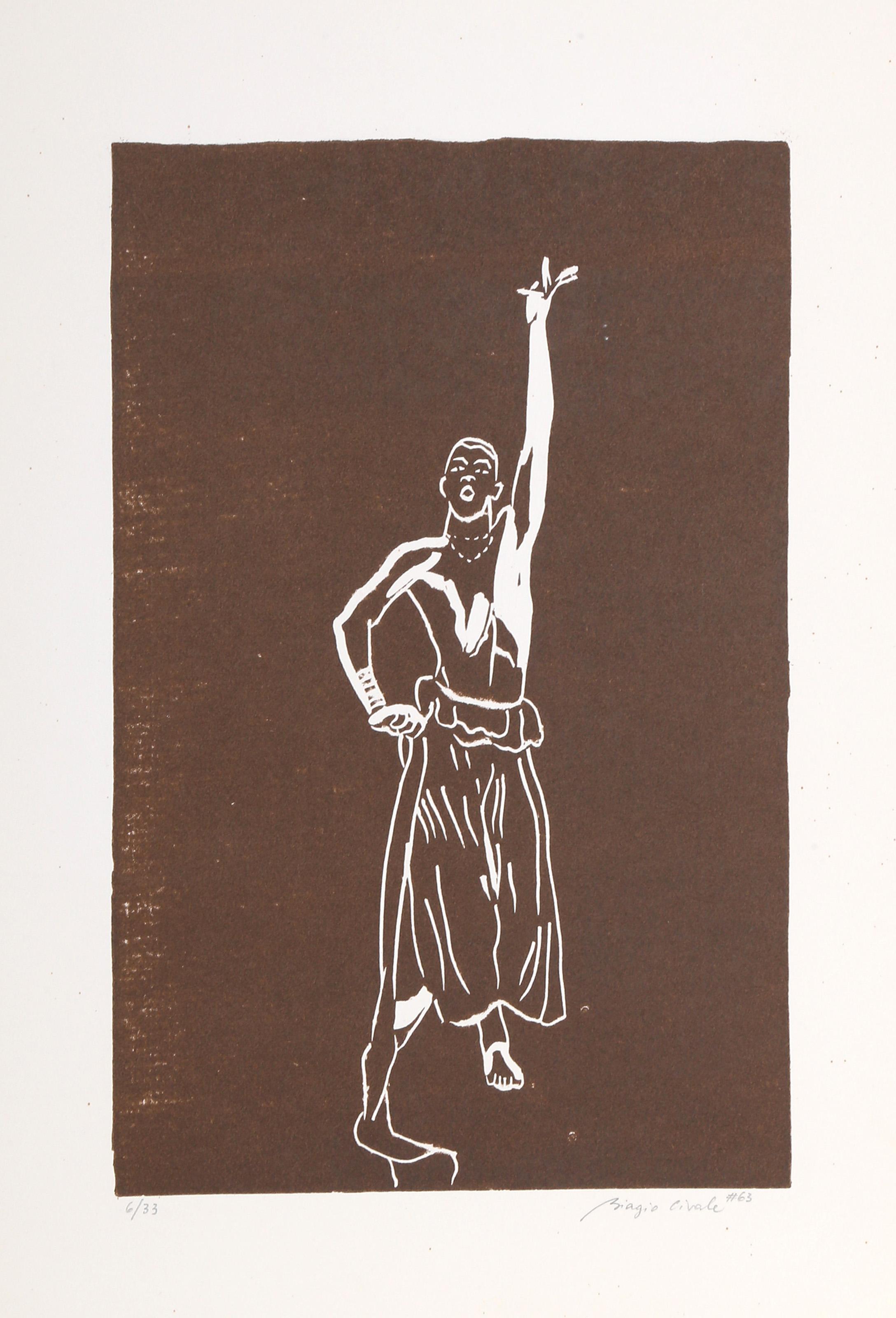 La danseuse, linogravure moderne de Biagio Civale