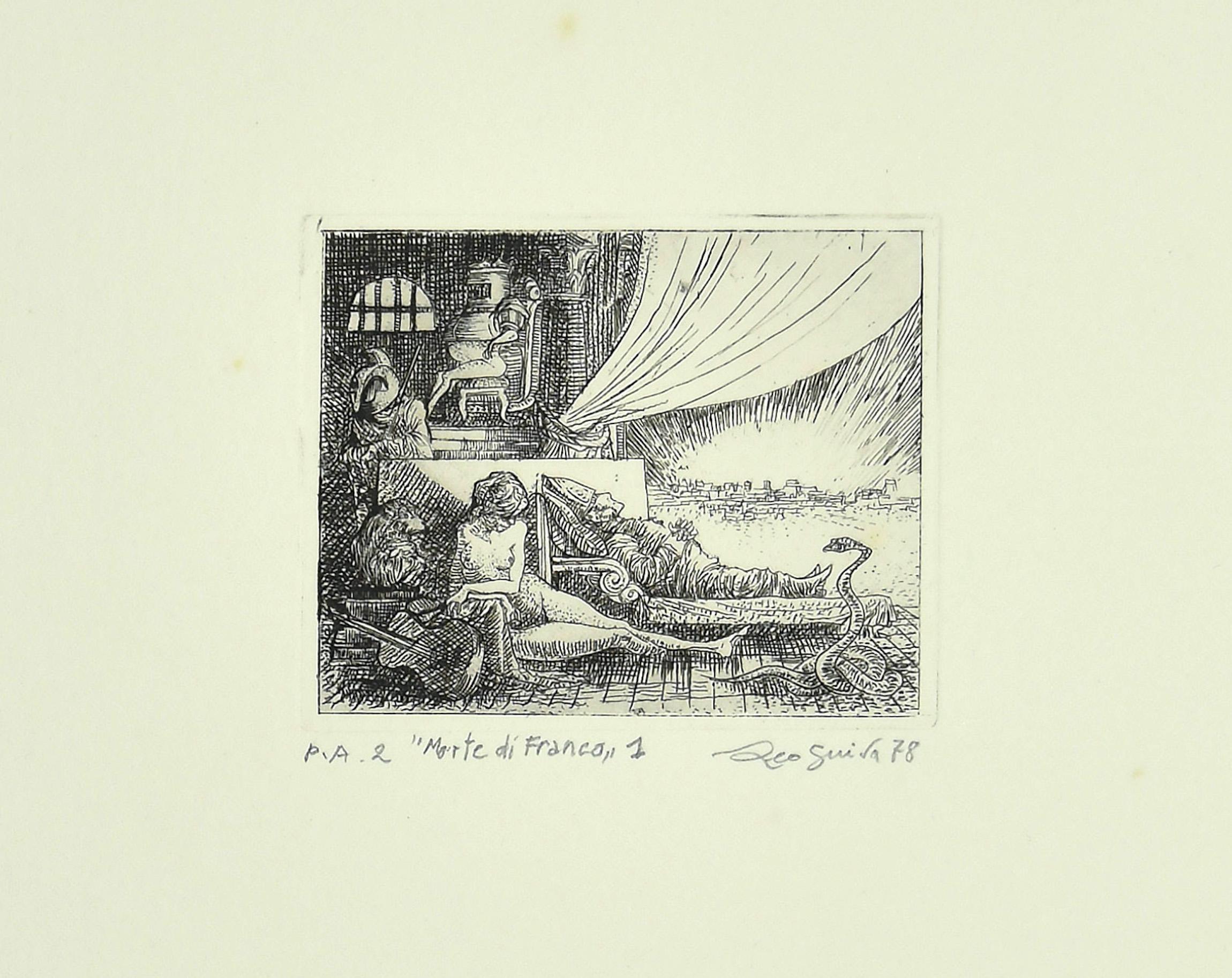 Unknown Figurative Print - The Death of Franco - Original Etching - 1978