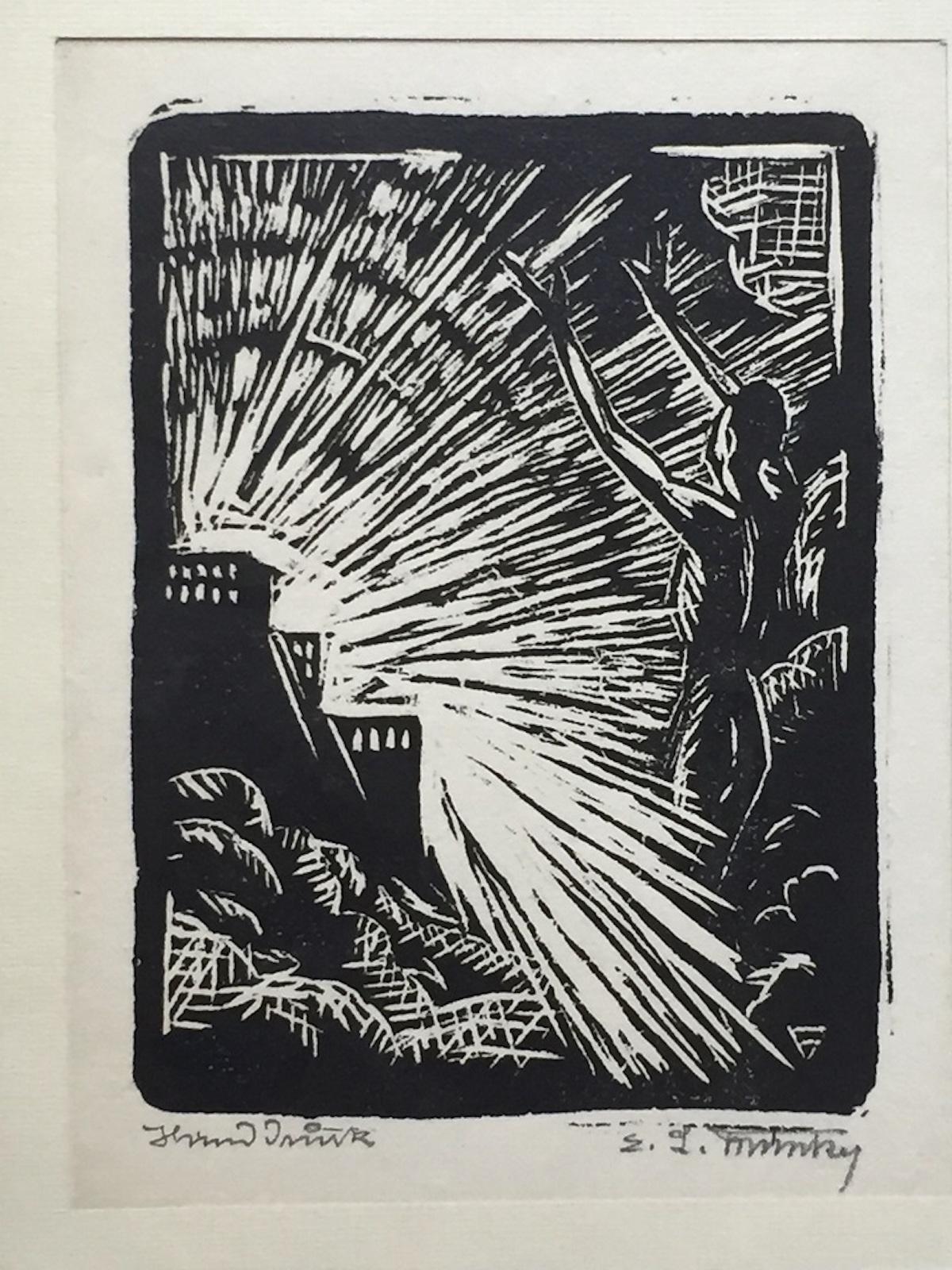 Unknown Figurative Print - The Evocation - Woodcut - Early 20th Century