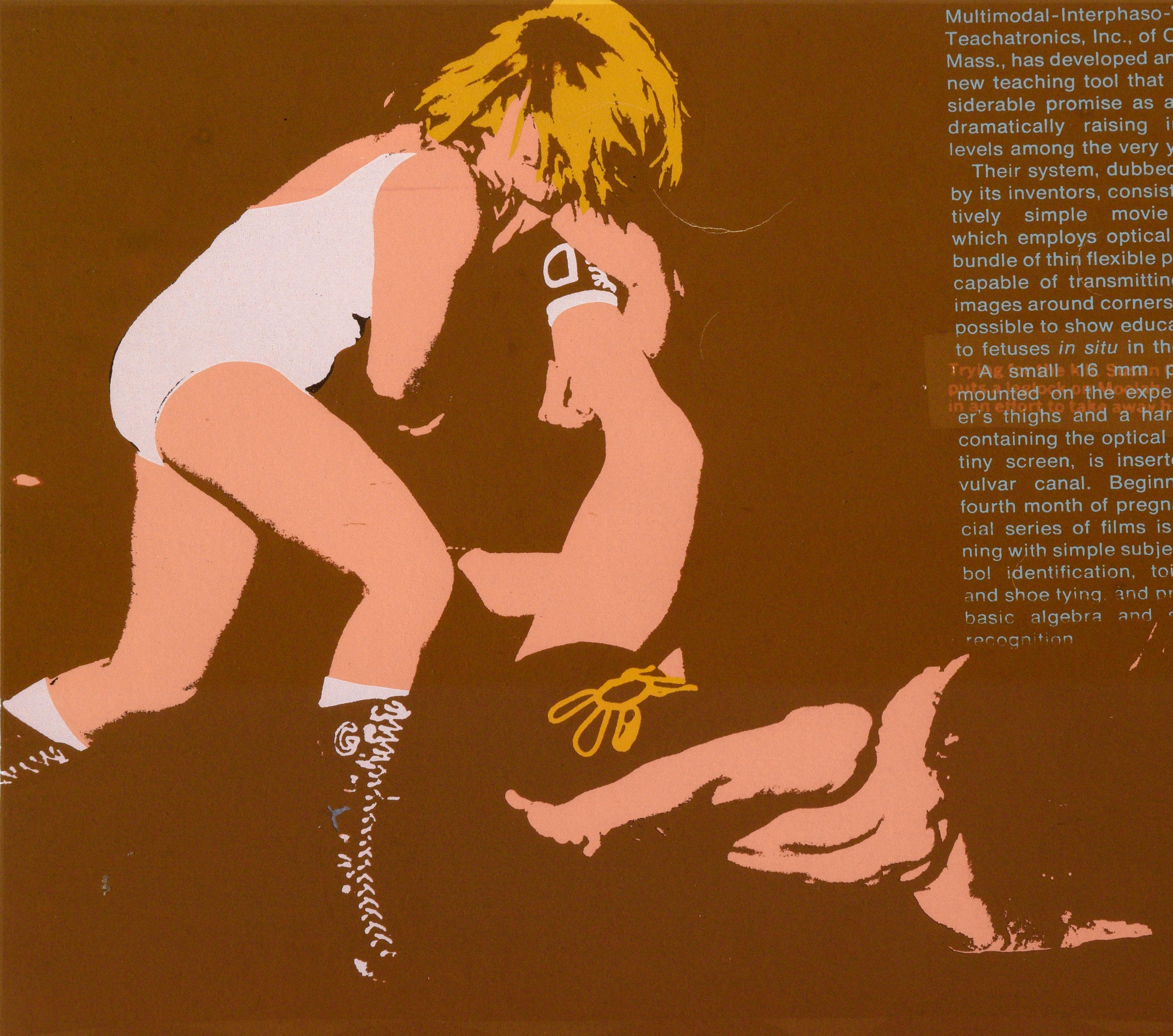 The Fabulous Moolah, World Champion Female Wrestler Figurative Screen Print - Brown Abstract Print by Unknown