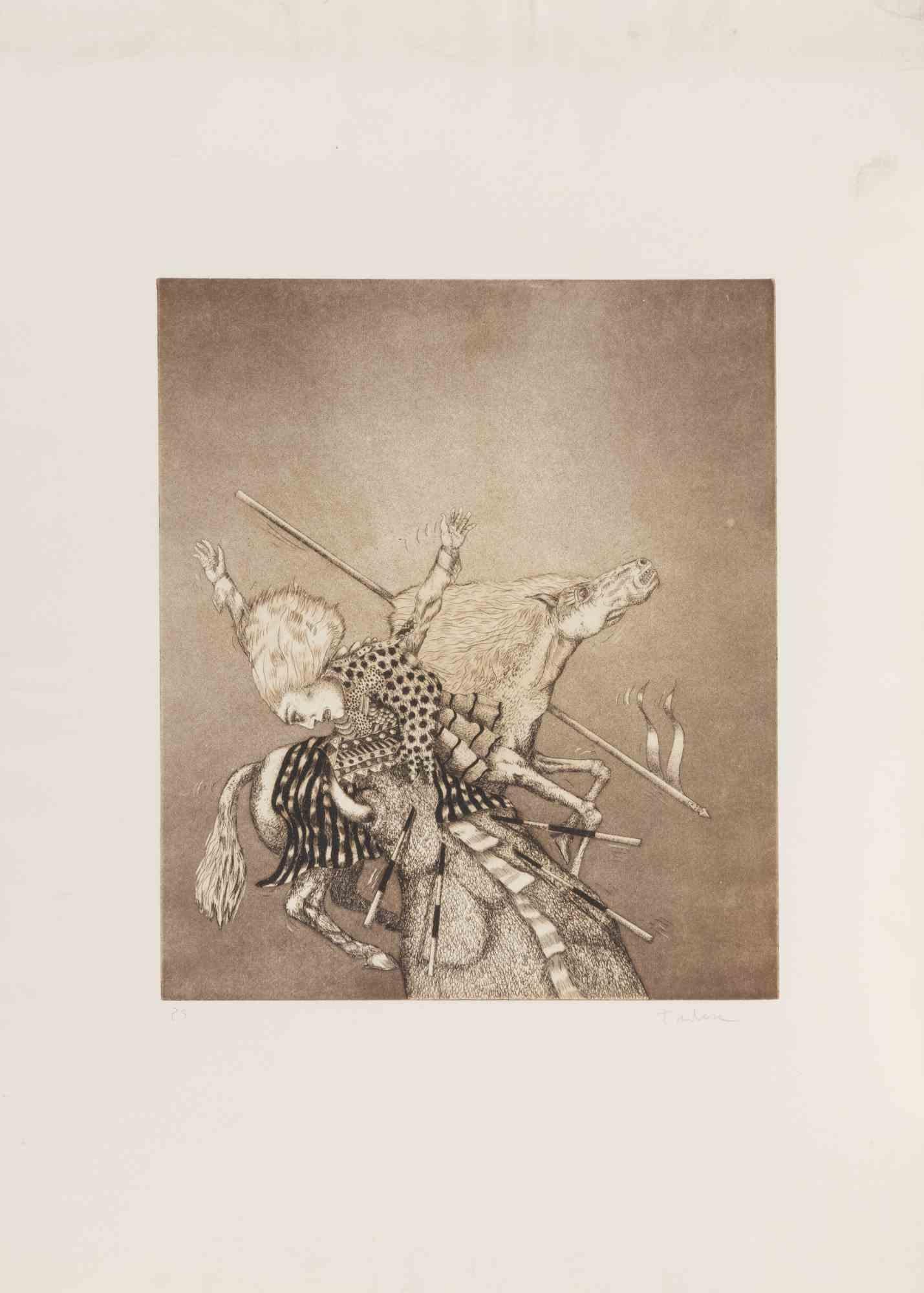 Unknown Figurative Print - The Fall - Etching - 1990s