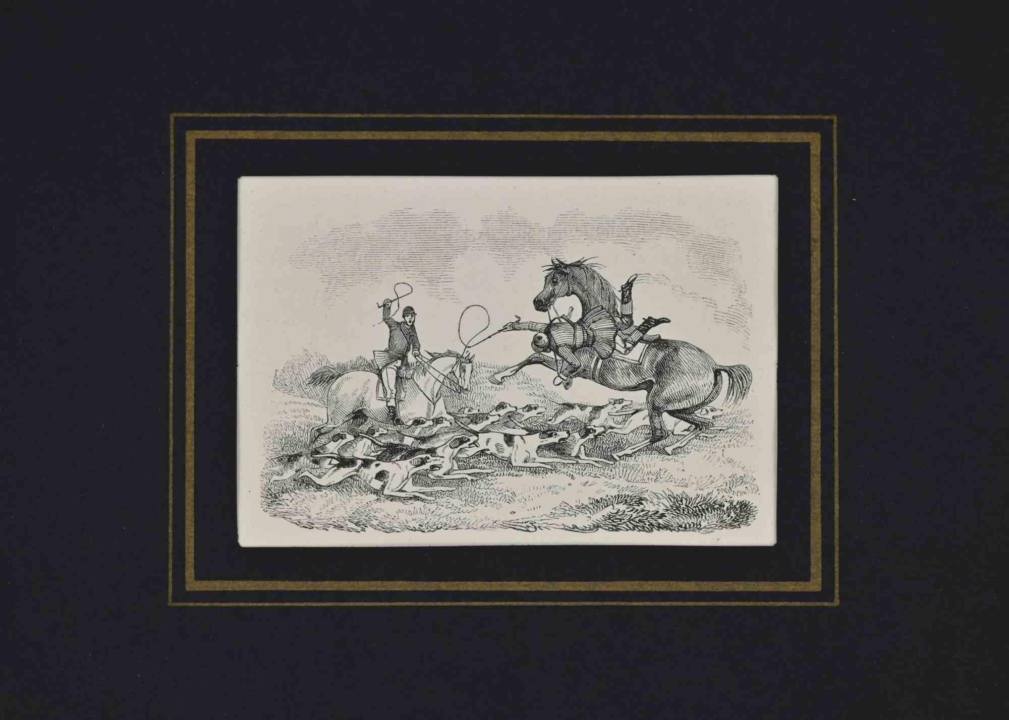 Figurative Print di Unknown - La caduta - Litografia - XIX secolo