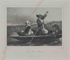 The Farmers in boat with vegetables - Etching - 1860