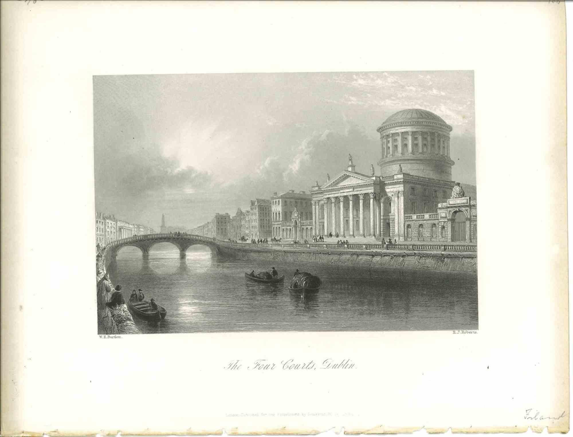 Unknown Figurative Print - The Four Courts - Original Lithograph - Mid-19th Century