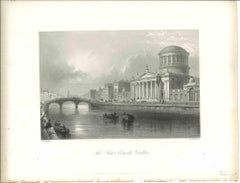 Antique The Four Courts - Original Lithograph - Mid-19th Century