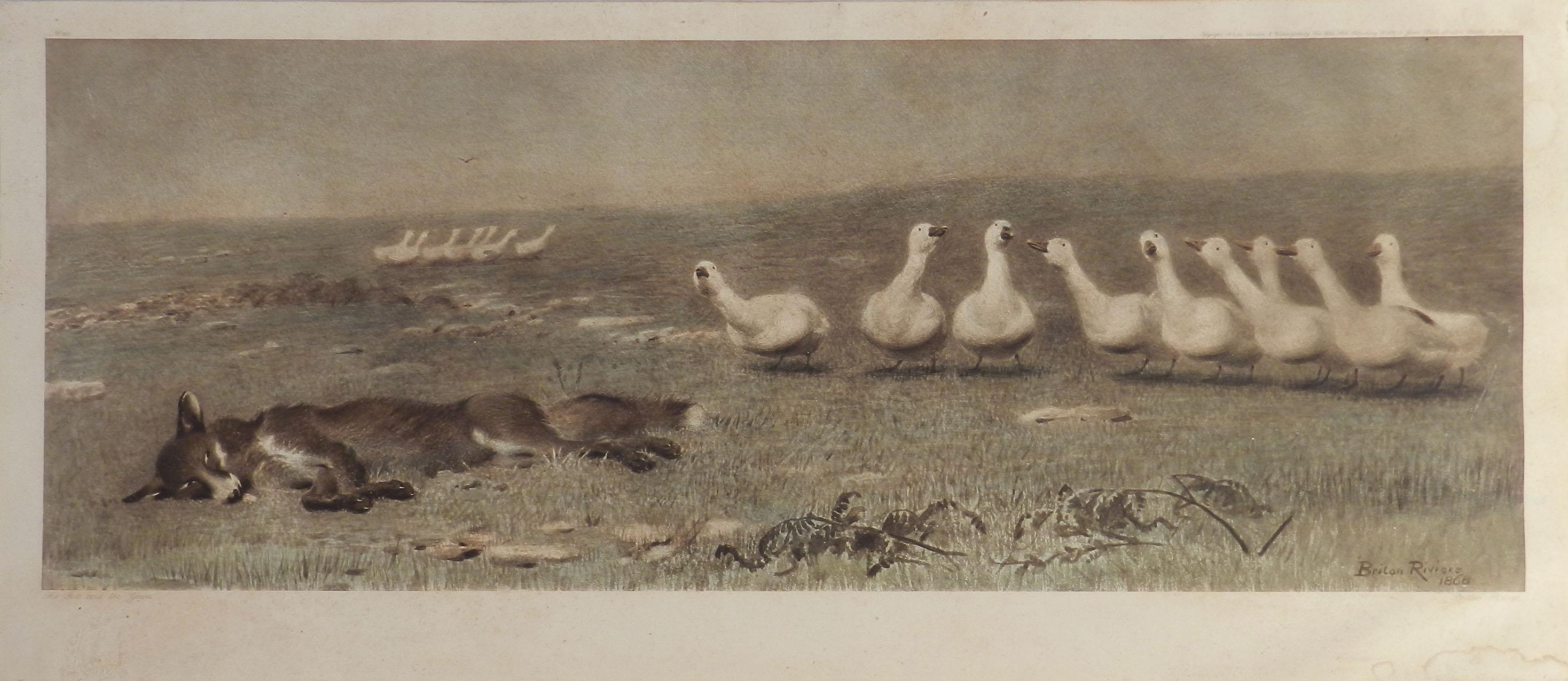 Unknown Animal Print - The Fox and the Geese by Briton Riviere 1868 Lithograph c1918
