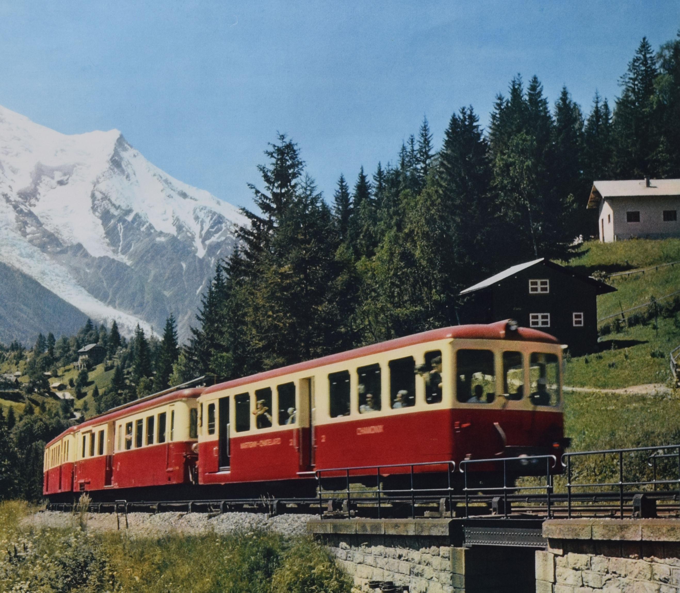 Los Alpes franceses - Para ver Francia, ve en tren cartel de viaje original de época en venta 1
