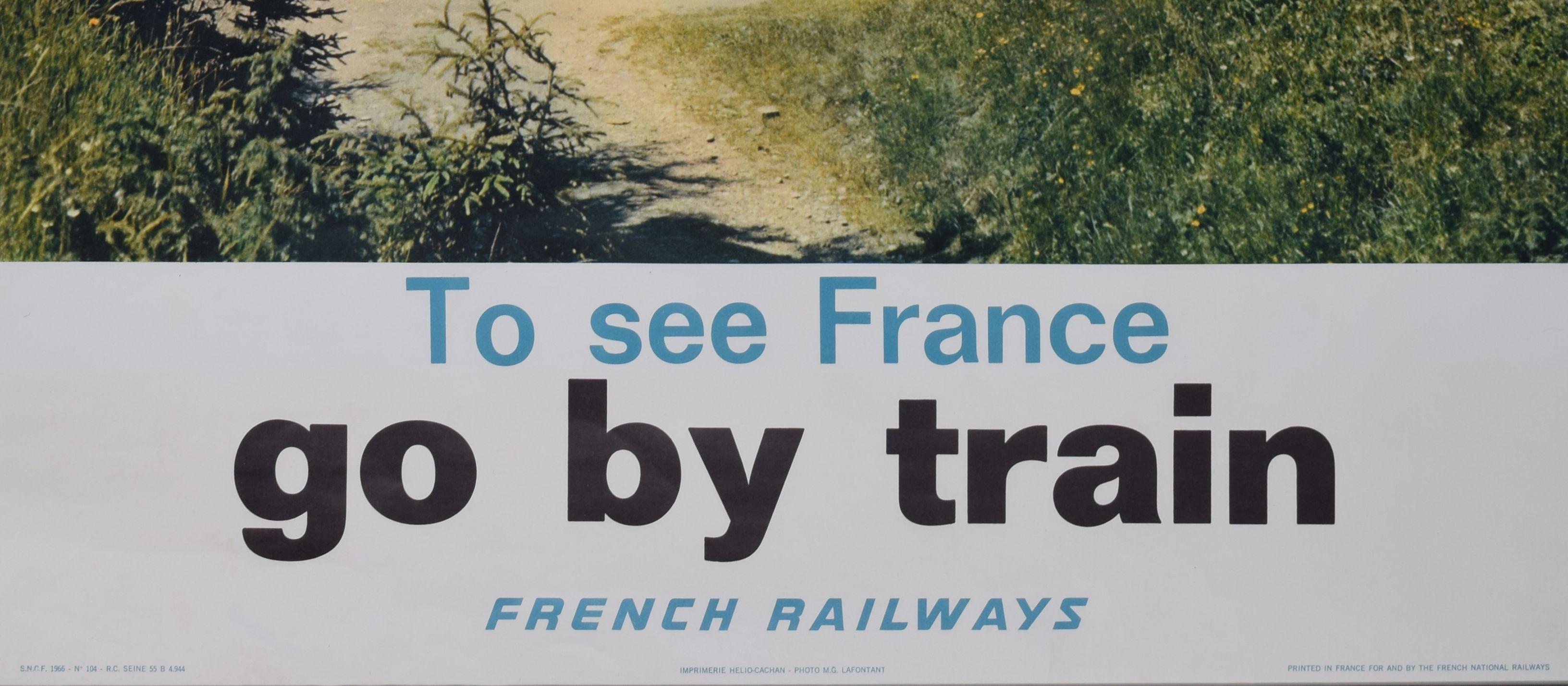Los Alpes franceses - Para ver Francia, ve en tren cartel de viaje original de época en venta 3