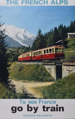 Originales Vintage-Reiseplakat "Die französischen Alpen - To See France, Go by Train"