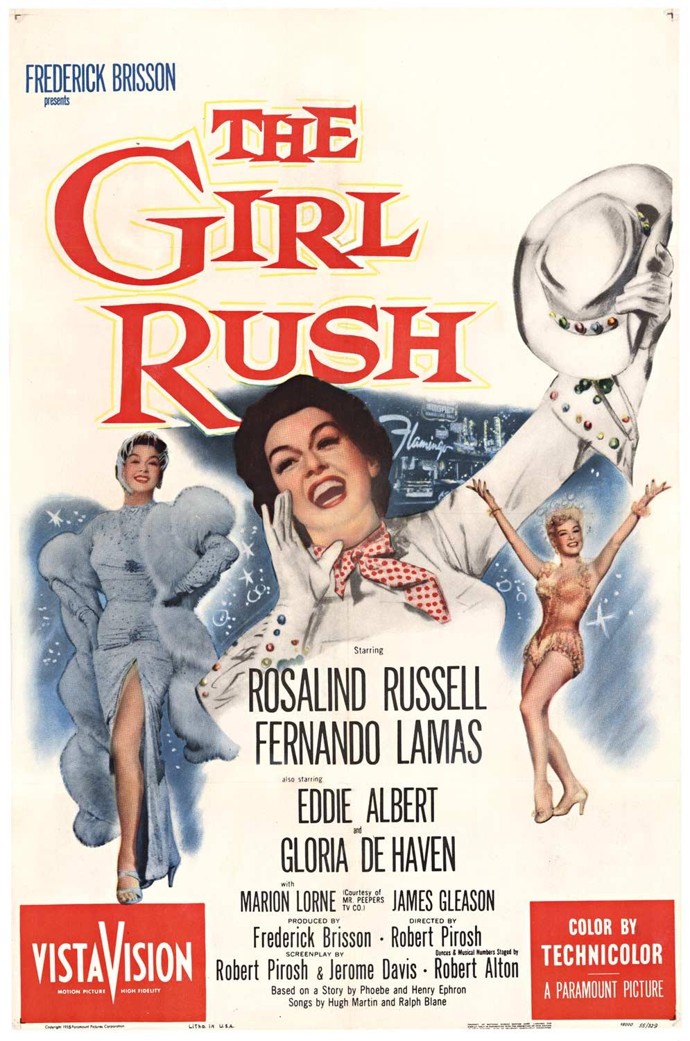 The Girl Rush, affiche de film vintage originale de 1955.