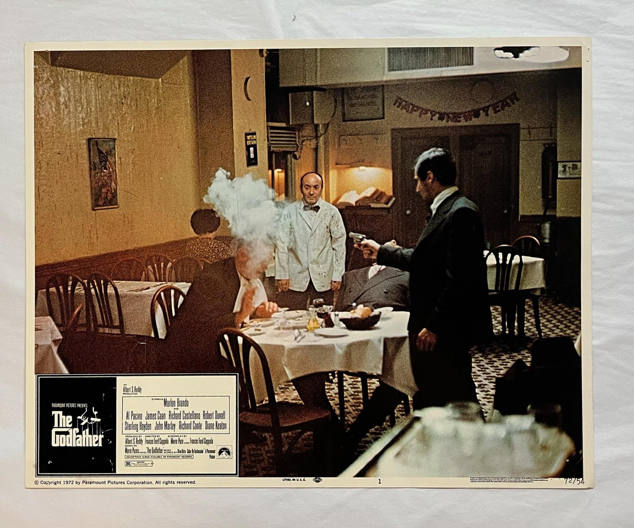The Godfather - Original 1972 Lobby Card #1

Vintage Godfather Lobby Card: 
The aging patriarch of an organized crime dynasty transfers control of his clandestine empire to his reluctant son.

Director: Francis Ford Coppola
Writers: Mario Puzo