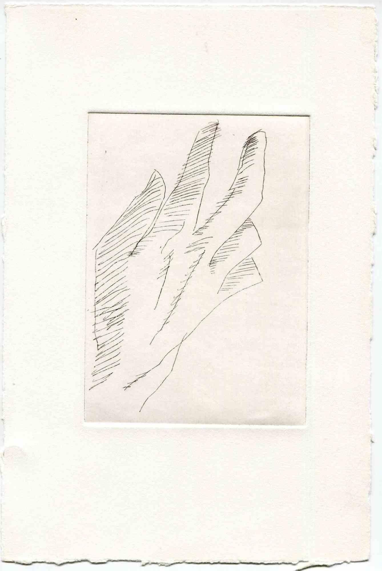 Unknown Figurative Print - The Hand - Original Etching and Drypoint - Mid-20th Century